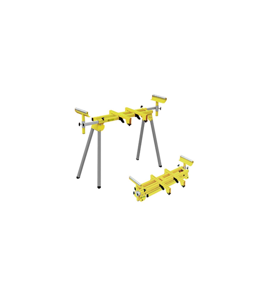 CAVALLETTO-CERRELLO-SUPPORTO PIEGHEVOLE COMPA PER TRONCATRICI UNIVERSALE. CON RULLIERE LATERALI ALLUNGABILI.